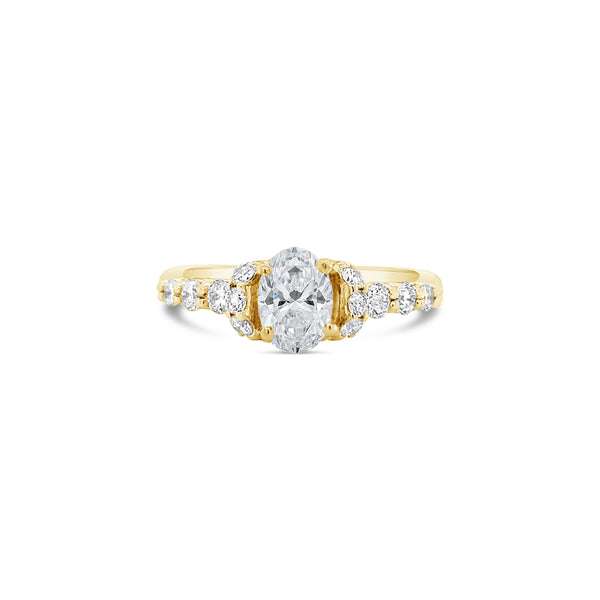 oval cut diamond yellow gold engagement ring