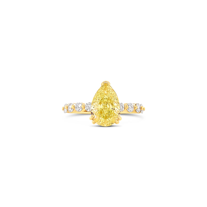 Fancy Yellow Pear Diamond Engagement or Dress Ring