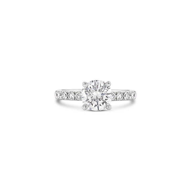 Four Prong Side Diamond Engagement Ring