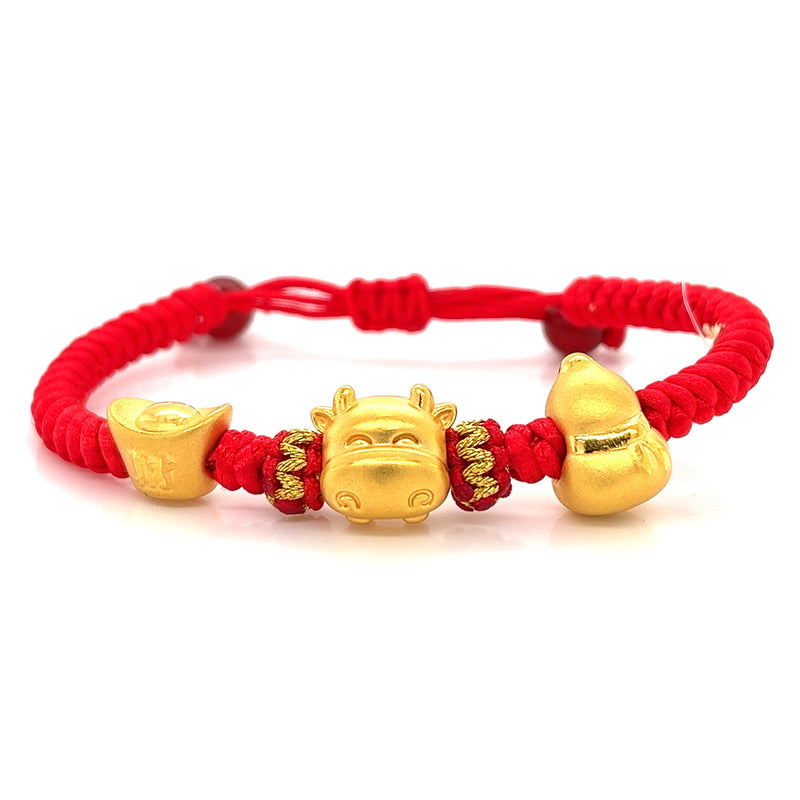24k Yellow Gold Fortune Ox Bracelet