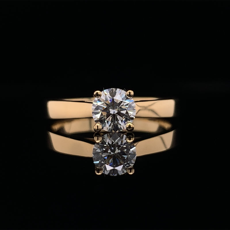Yellow Gold Four Prong Diamond Engagement Ring