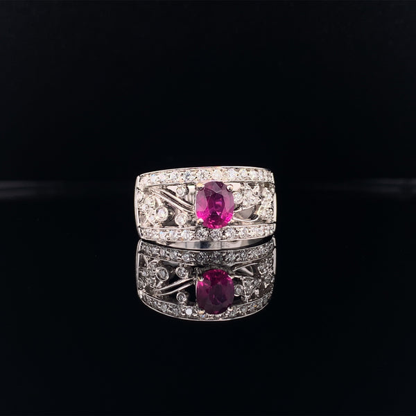 floral ruby diamond ring