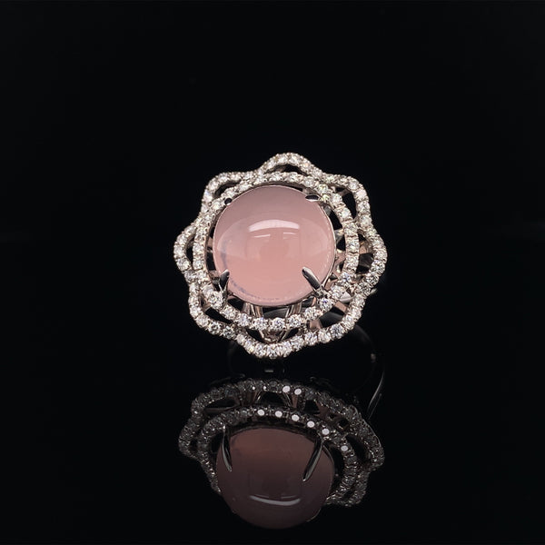 pink quartz diamond ring