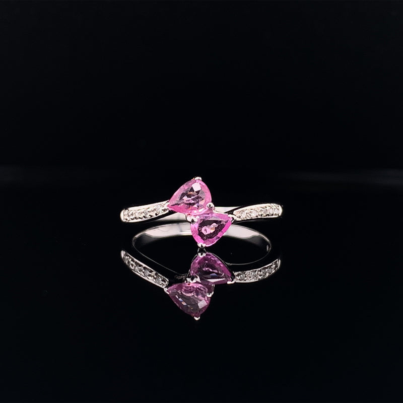 double pink sapphire diamond ring
