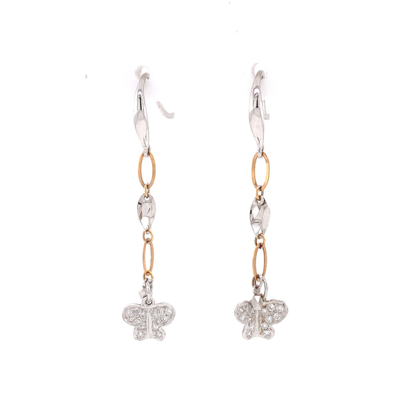 butterfly diamond dangling earrings