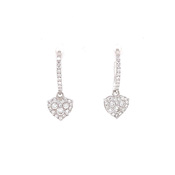 dangling diamond heart earrings