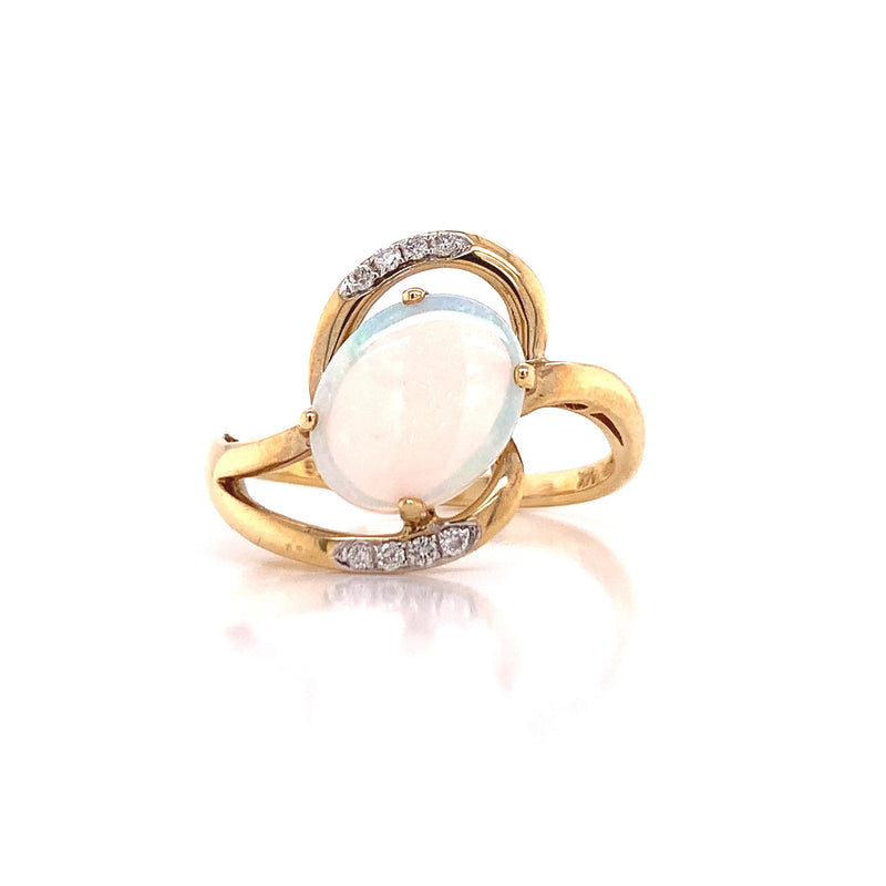 yellow gold opal diamond ring