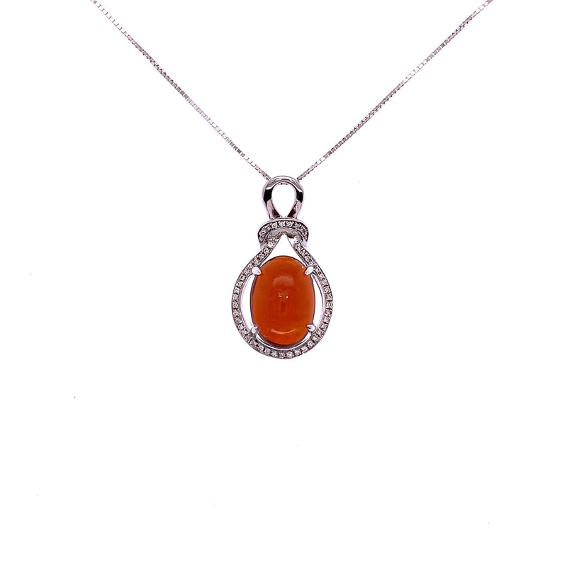 diamond opal drop pendant