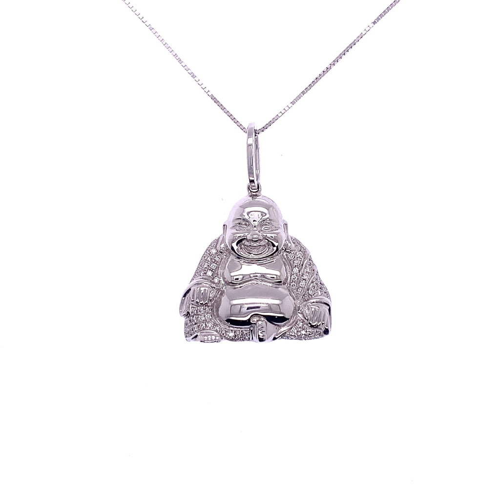 White gold store buddha necklace