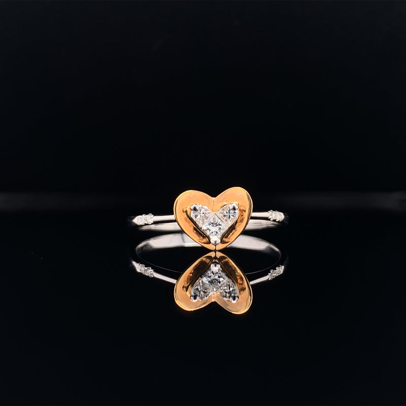diamond and rose gold enclosed heart ring