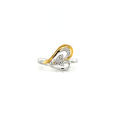 Yellow And White Gold Dazzling Heart Diamond Ring