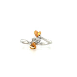 Diamond And Rose Gold Fluttering Hearts Ring