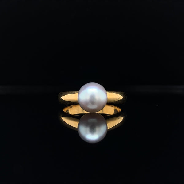 yellow gold pearl ring