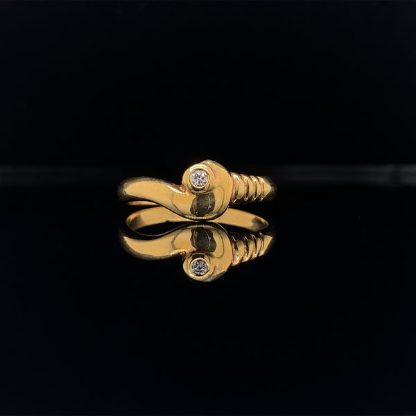 yellow gold diamond twirl ring