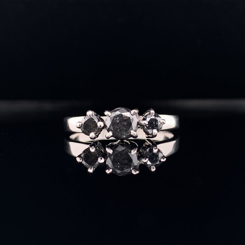 triple dark diamond ring