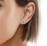 Cabochon Emerald Diamond Earrings