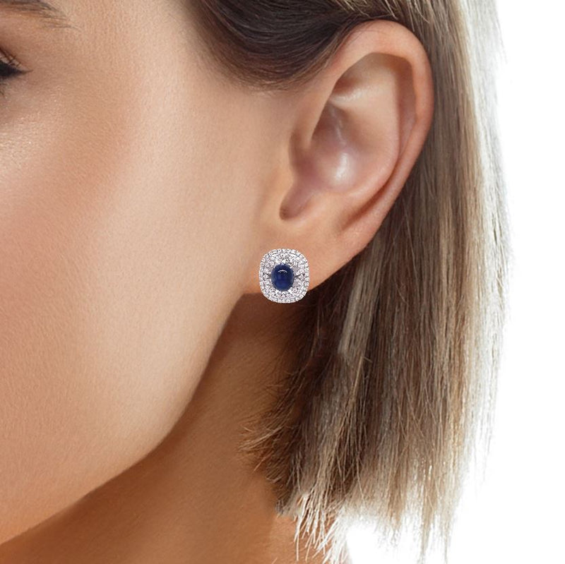 Cabochon Sapphire Diamond Earring