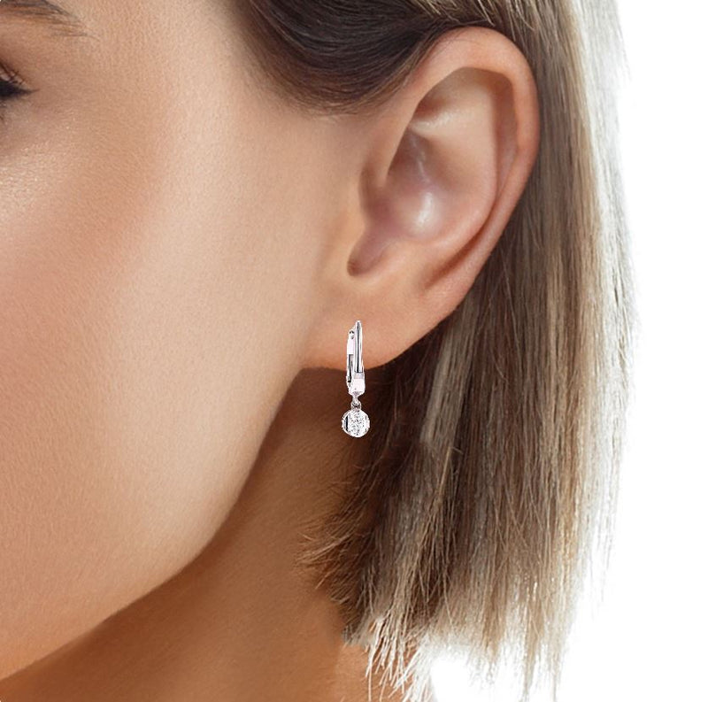 Dangling Circle Diamond Clip Earrings