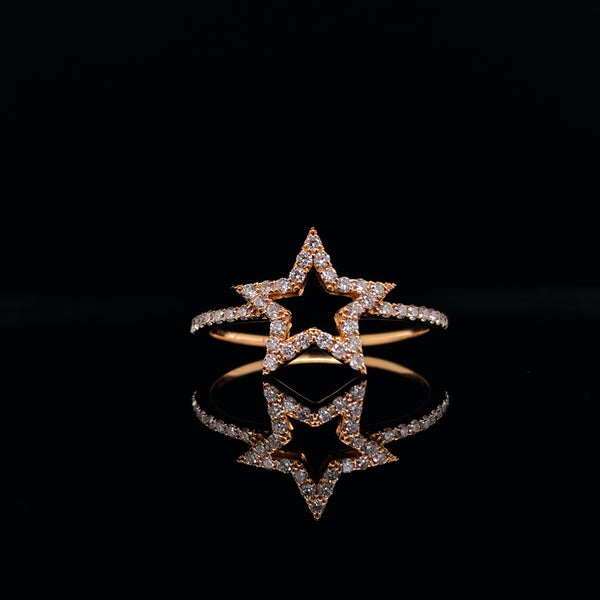 18k star diamond rose gold dress ring