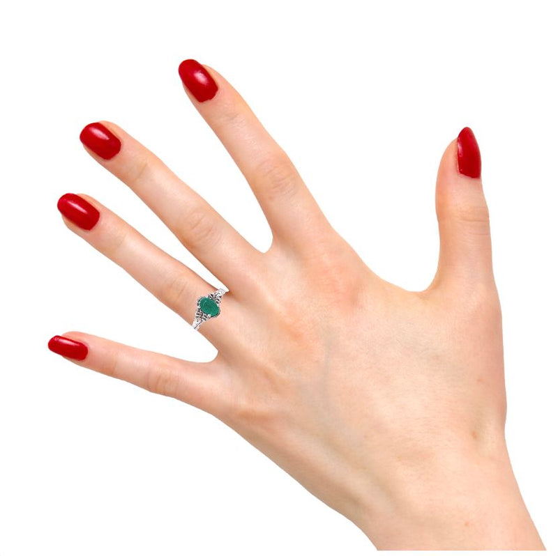 Floral Side Emerald Ring