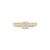 Four Prong Yellow Gold Channel Diamond Ring