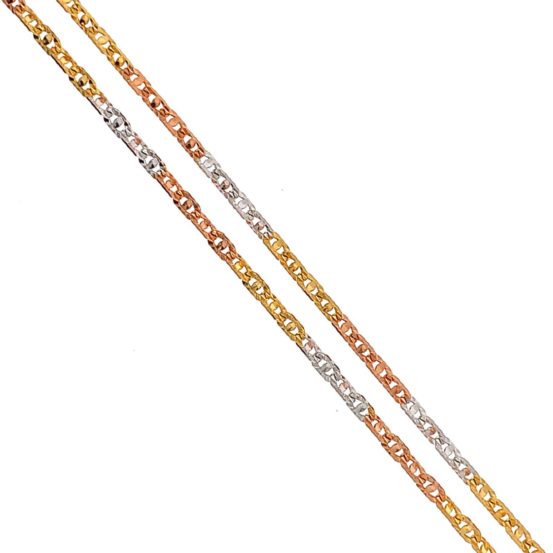 Triple Color Flat Mariner Gold Chain