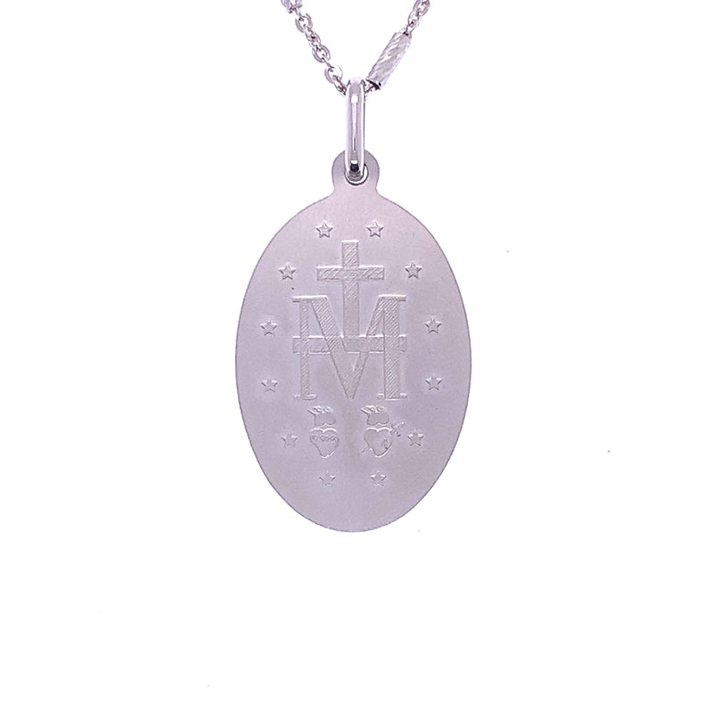 White Gold Mother Mary Pendant