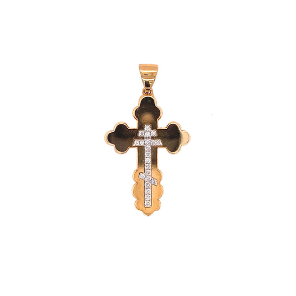 Yellow Gold Rounded Diamond Cross Pendant