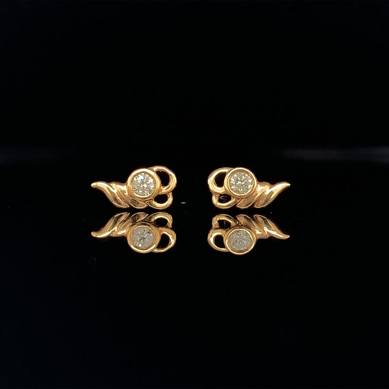 Yellow Gold Diamond Swirl Earrings