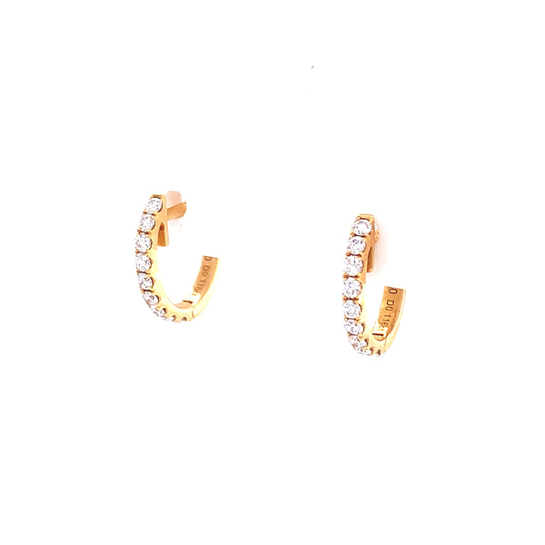 Yellow Gold Diamond Hoops Earrings