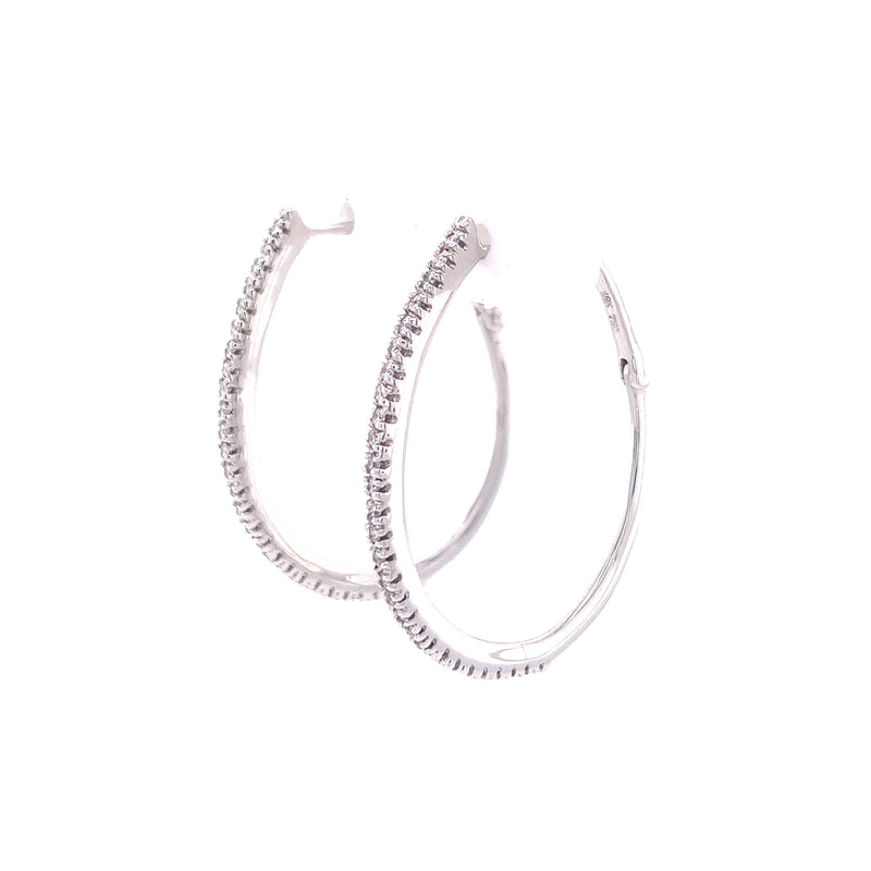 Oval Diamond Hoop Earrings