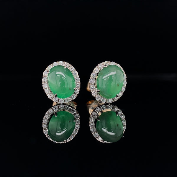 Natural Jade Diamond Earrings