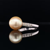 Pearl With Side Diamonds Ring