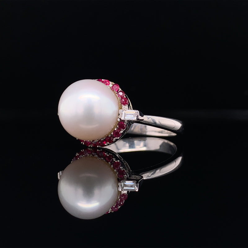 Ruby Pearl Diamond Ring