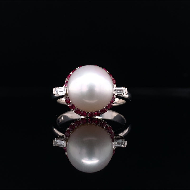 Ruby Pearl Diamond Ring