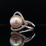 Diamond Split Pearl Ring