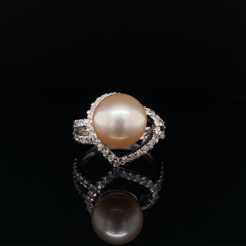 Heart Diamond Pearl Ring