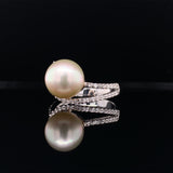 Diamond Embrace Pearl Ring