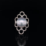 Diamond Blossom Pearl Ring