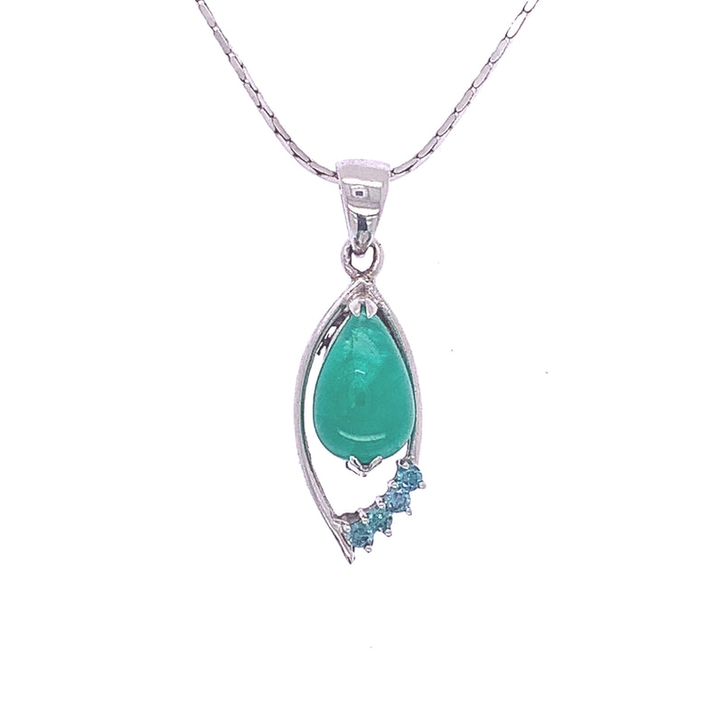 Blue Diamond Emerald Pendant