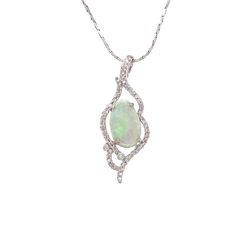 Diamond Opal Swirl Pendant