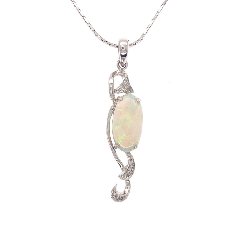 Diamond Opal Drop Pendant