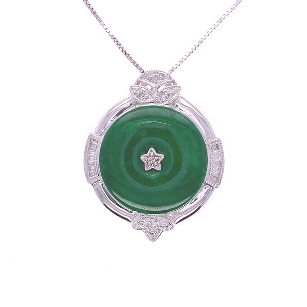 Classic Jade Coin And Diamond Pendant