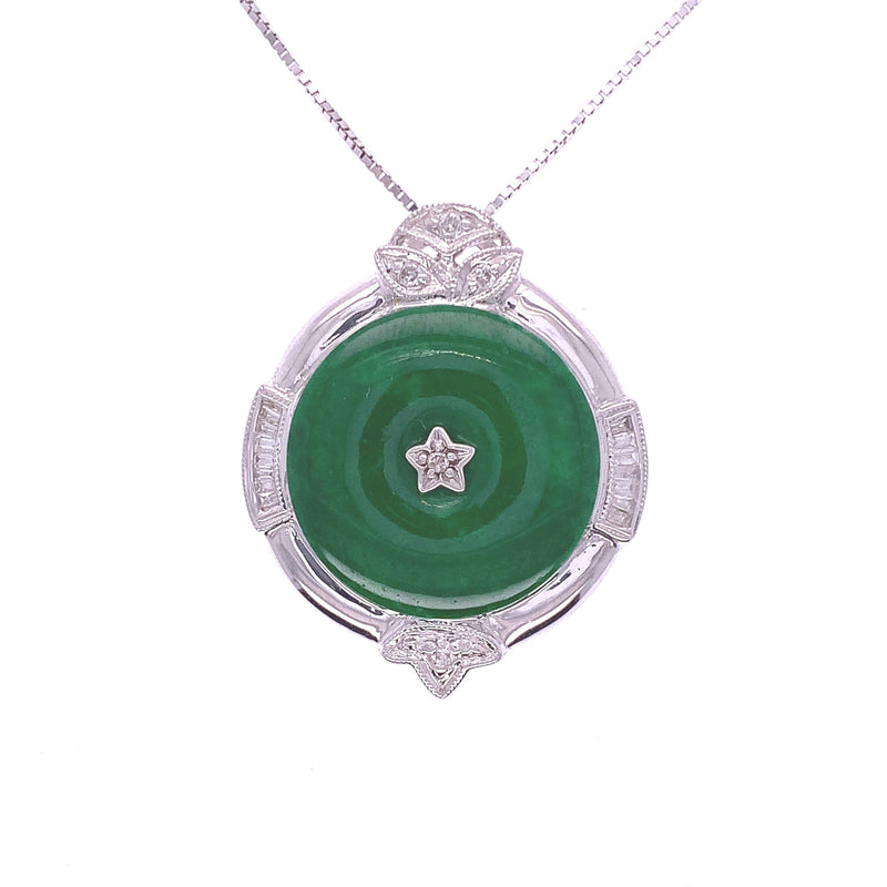 Classic Jade Coin And Diamond Pendant