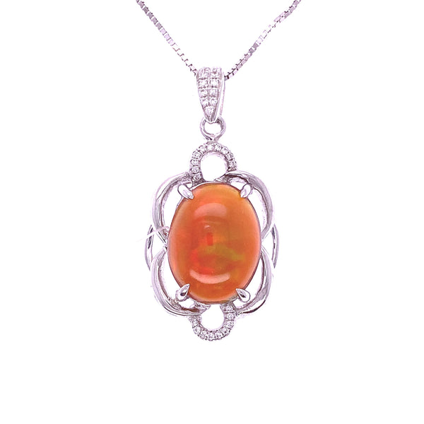 Eight Curve Opal And Diamond Pendant