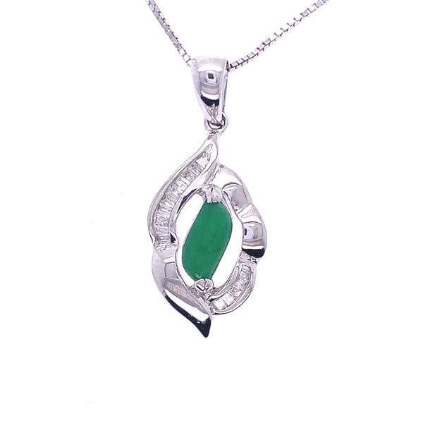 Jade And Diamond Swirl Pendant
