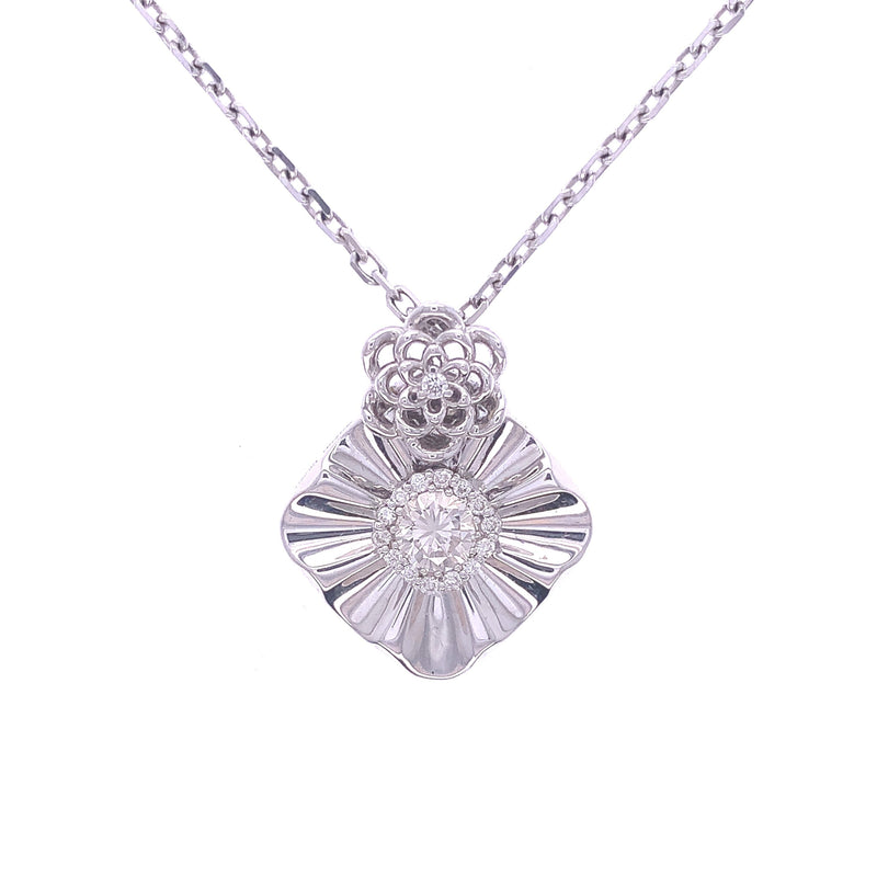Floral Square Diamond Pendant
