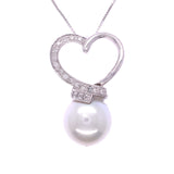 Diamond Heart Knot Pearl Pendant
