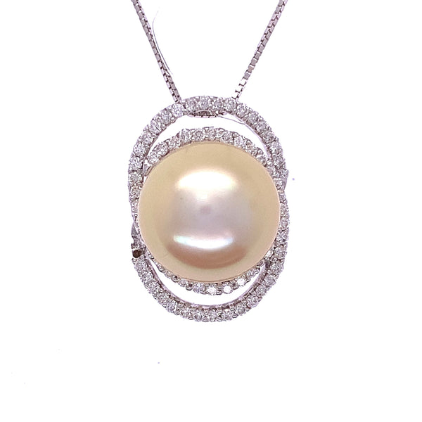 Top Bottom Diamond Pearl Pendant