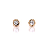 Yellow Gold Bezel Diamond Earring Studs Medium